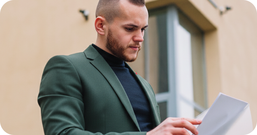 Empresário analisando documentos